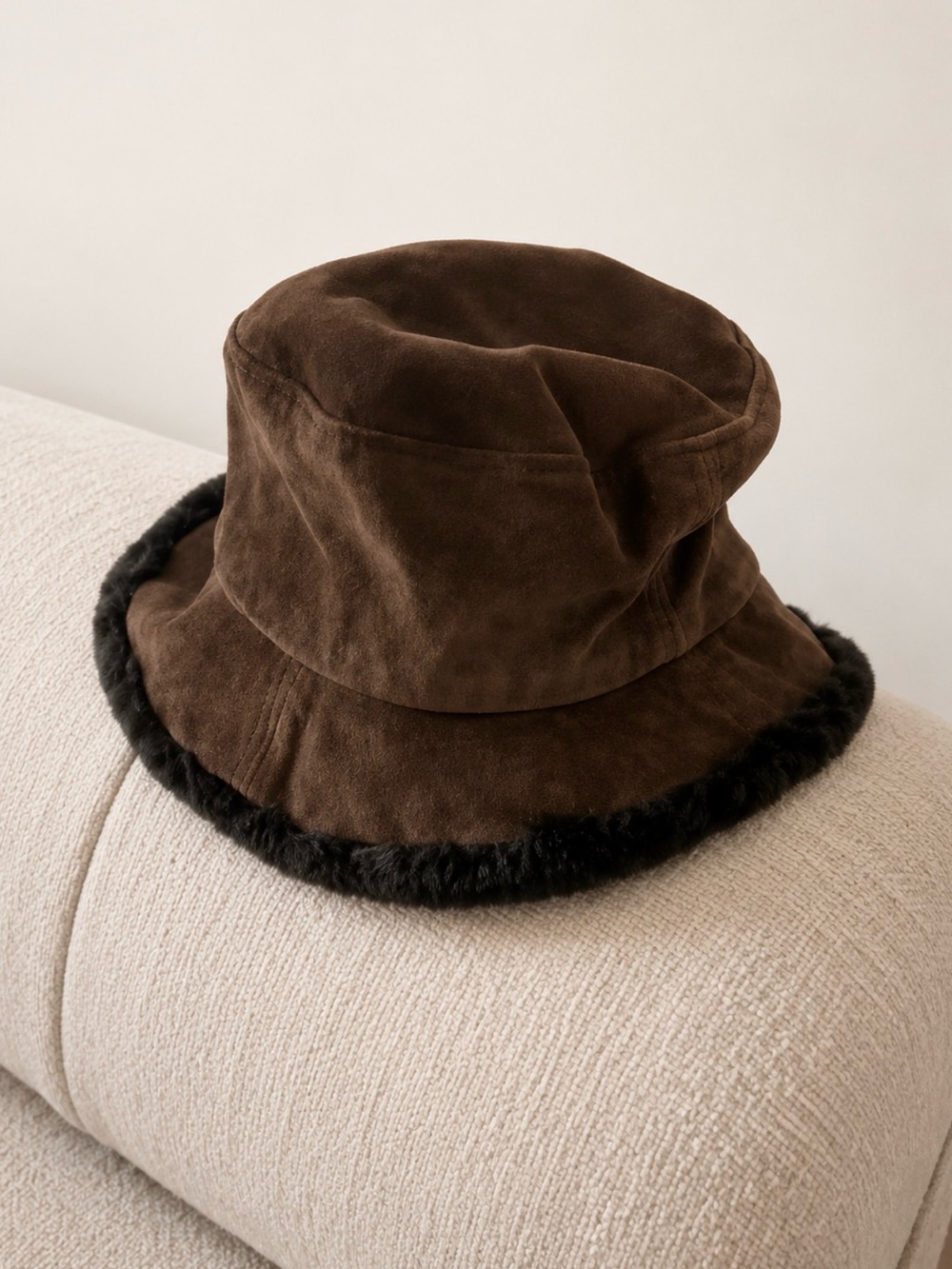 Genuine Brown Suede Bucket Hat Made in Canada - Picture 3 of 6